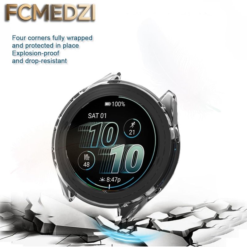 FCMEDZI Compatible for Garmin Forerunner 570 42mm Screen Protector, Case TPU Soft Frame Cover and TPU Screen Protective Film Not Tempered Glass (Pack of 4+2)(Not of 47mm)