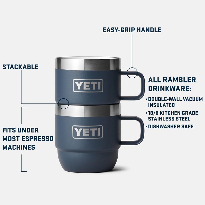 YETI Rambler 6 oz Stackable Mug Set - Stainless Steel Vacuum Insulated Espresso/Coffee Mugs | 2 Pack