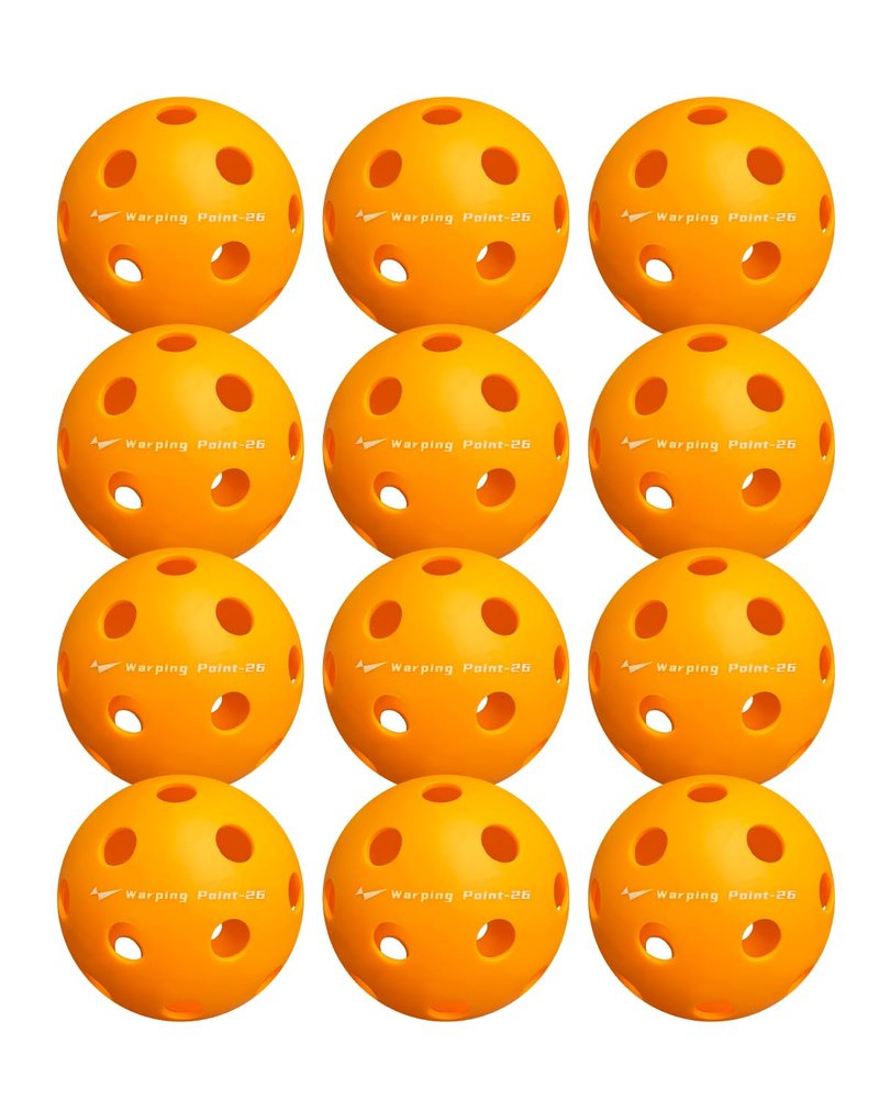 Warping Point Indoor Pickleball Balls, 12 Pack 26 Holes Orange PickleBalls, Meet USAPA Specifications, High Bounce Durable Practice Pickle Ball for Beginners Intermediate Player