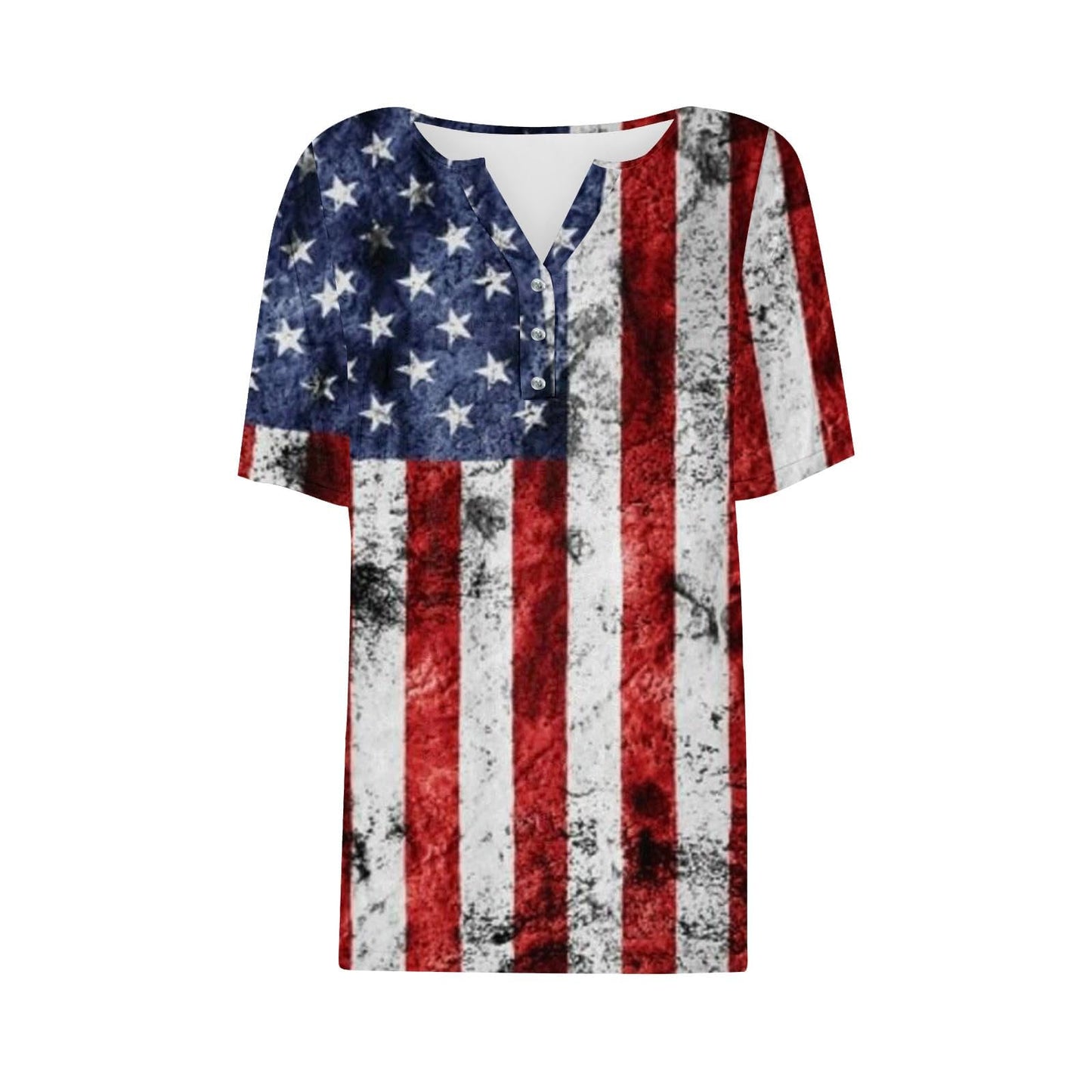 Aboser 4th of July Outfits for Women 2024 July 4th Shirts for Women American Flag Tops Summer Short Sleeve Tshirts Button V Neck Tees 2024 Patriotic Blouses 4th of July Shirt