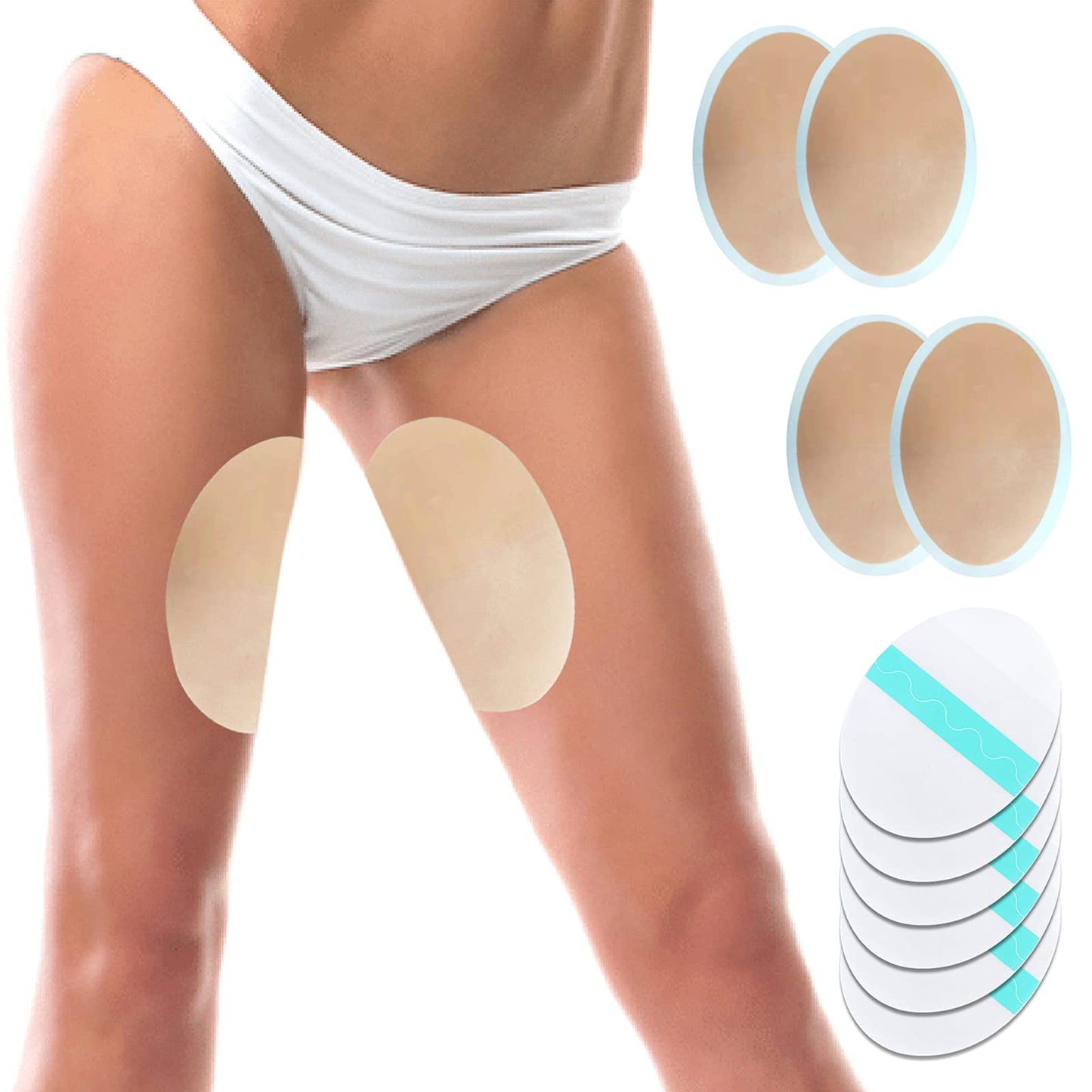 WOLAIYE Thigh Inner Anti-Chafing Sticker, Self-Adhesive Wear-Resistant Disposable Body Anti-Friction Pads, Transparent Ultra-Thin Invisible Patch,12PCS