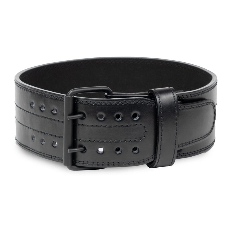 Gymreapers Weightlifting Belt 6MM Genuine Leather - Double Prong Power Belt Heavy Duty 4-Inch Wide - Strong, Stabilizing Back Support for Deadlifts, Squats Powerlifting (Black, Medium)