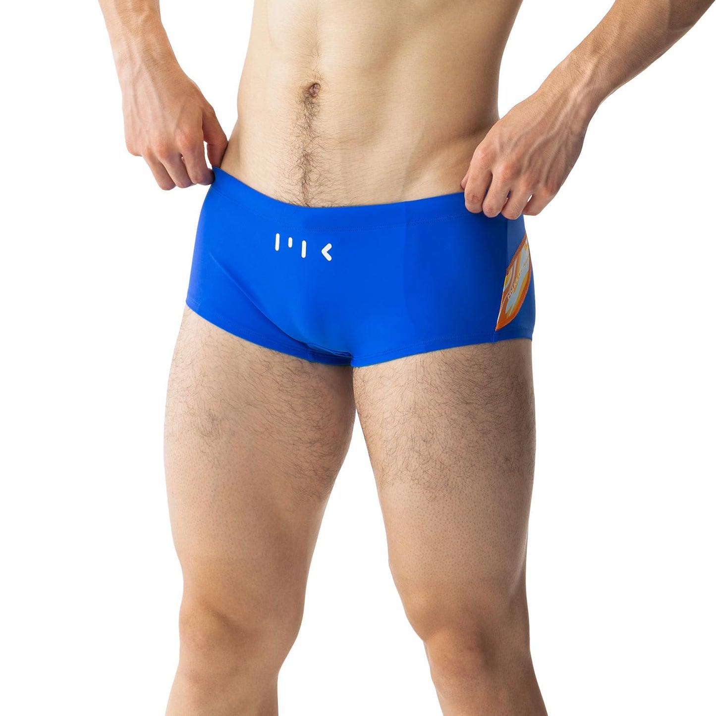 MY KILOMETRE Men's Square Leg Swimsuits Briefs Quick Dry Durable Athletic Swim Jammers for Training Swimming Solid Color Swimwear for Men (Blue M)
