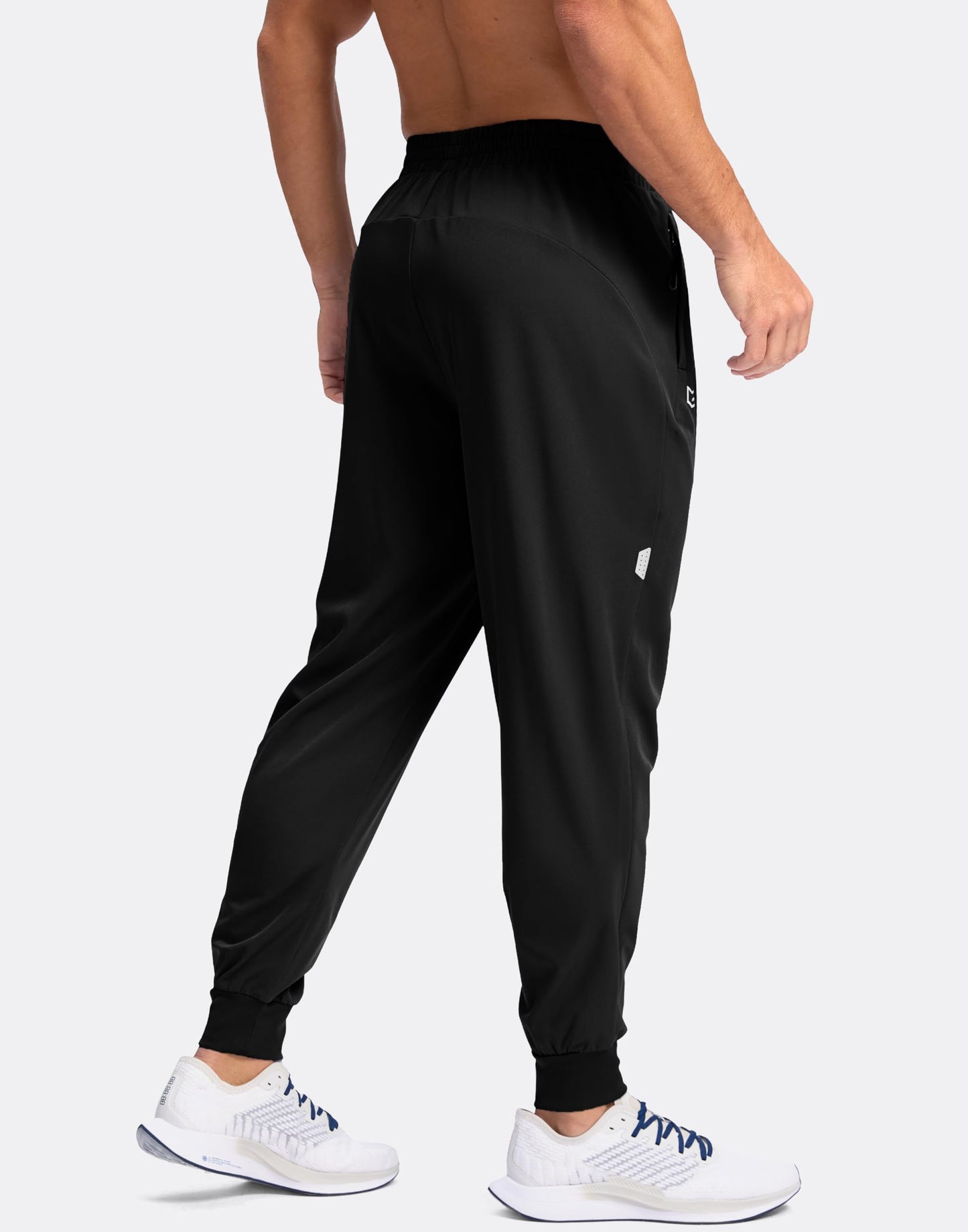 G Gradual Men's Joggers with Zipper Pockets Lightweight Athletic Workout Pants Quick Dry Sweatpants for Men Running Hiking(Black,L)