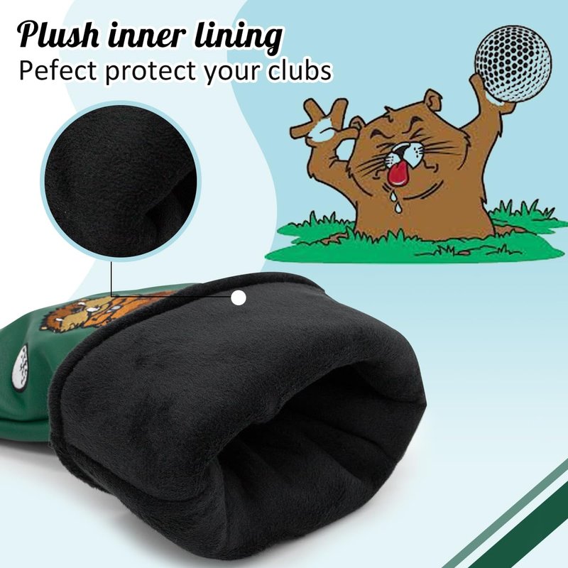 Barudan Golf Groundhog Golf Rotatable # 3 5 7 Wood Head Cover - PU Leather 3 Wood Head Cover Funny Golf Headcover for Men Fits for All Brand Fairway Woods