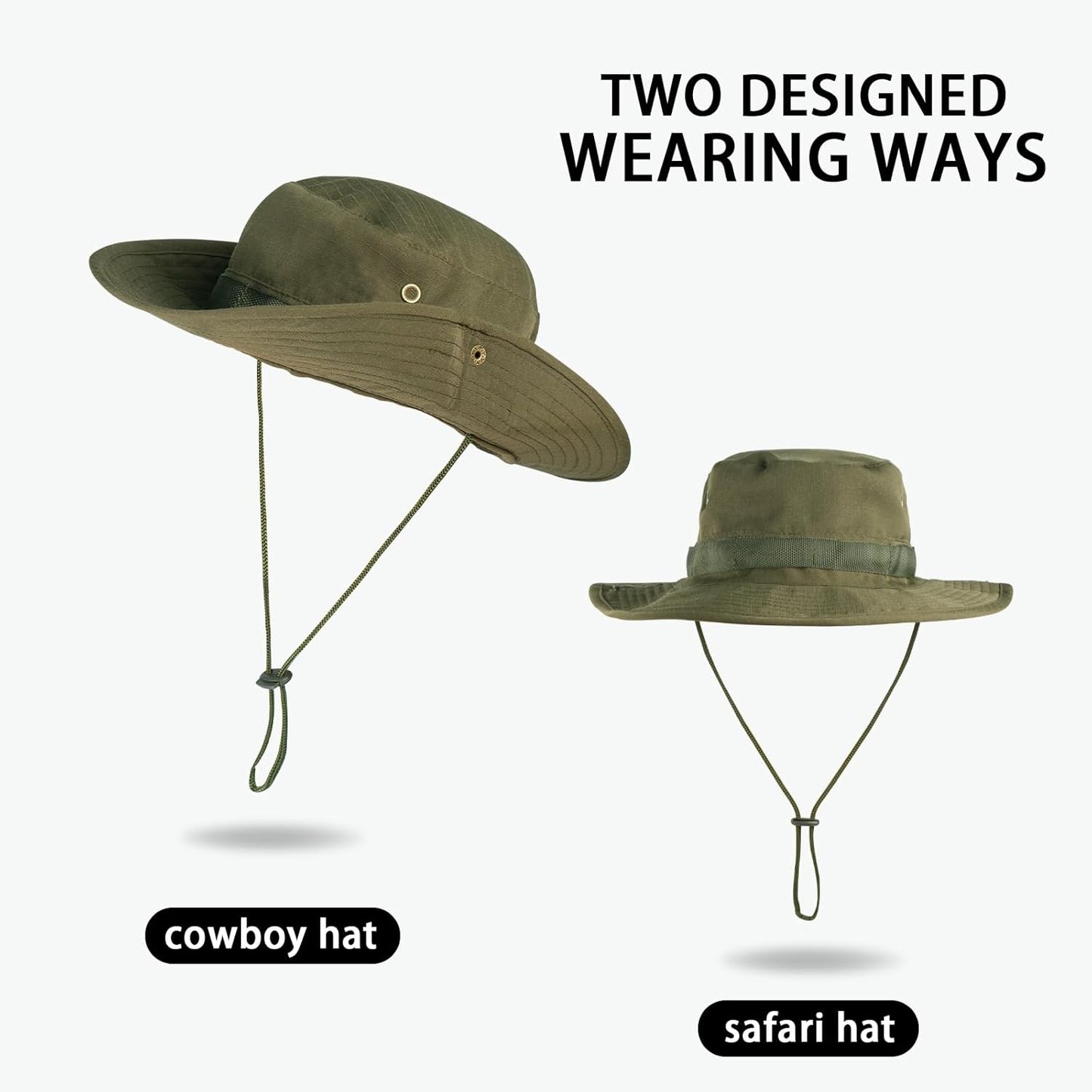 Sun Hats for Men & Women - UPF 50+ UV Protection Bucket Hat for Safari, Fishing, Hiking & Beach