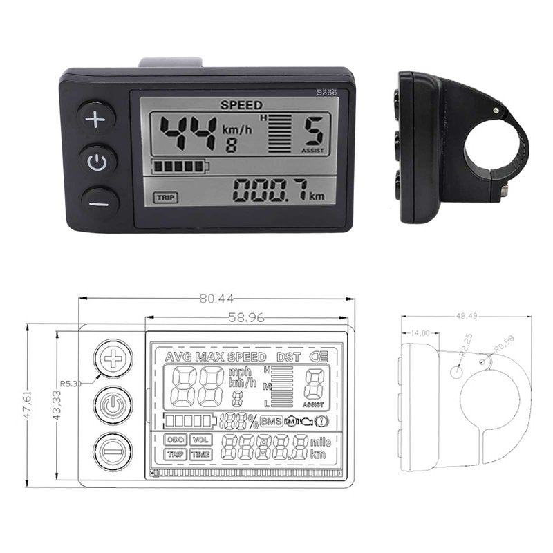 Estink Electric Brushless Controller Kit, 36/48V 500/750W with LCD 866 Display Meter, 22A9 Tube, for Electric Scooter, Fits 22.2mm Handlebars