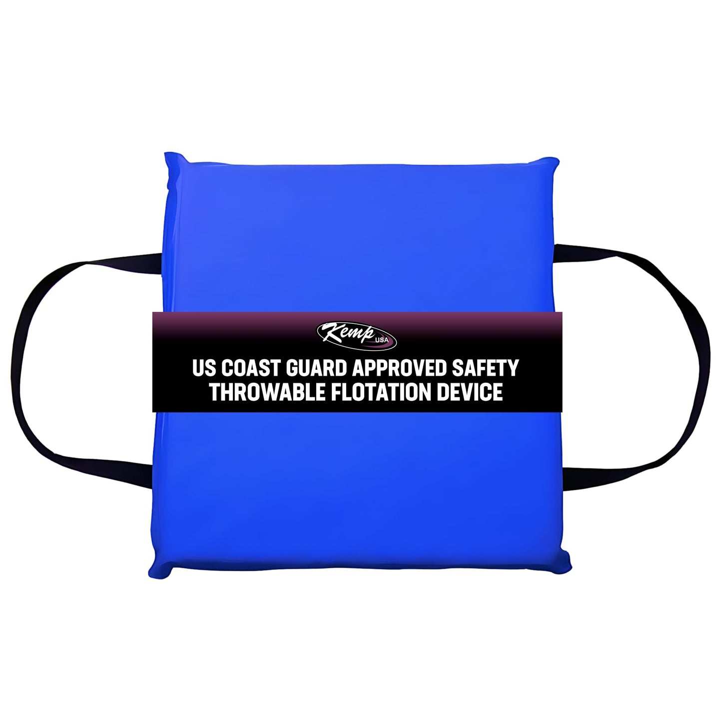 Kemp USA Type IV Throwable Flotation Cushion USCG Approved Boat Safety Throw Cushion with Foam Buoyancy & Nylon Straps for Boating Marine Safety Equipment Royal Blue