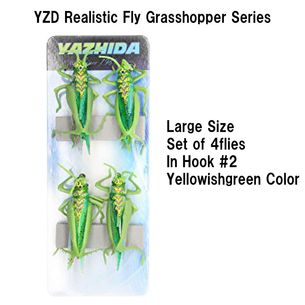 YZD Realistic Fly Grasshopper Series(Large Yellowishgreen 4pcs)