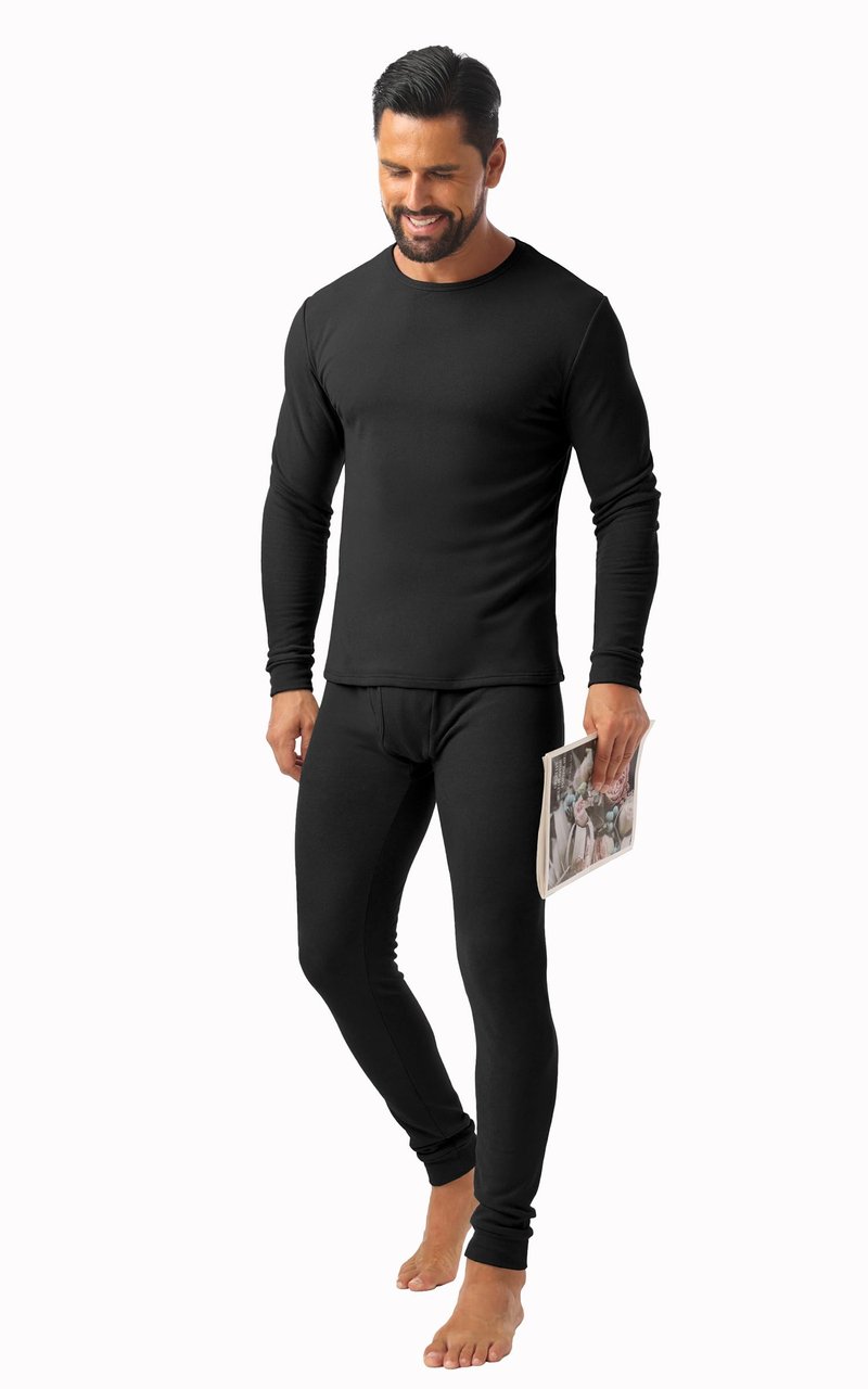 Askdeer Long Johns Thermal Underwear for Men Fleece Lined Heavyweight Thermal Base Layer Sets Black
