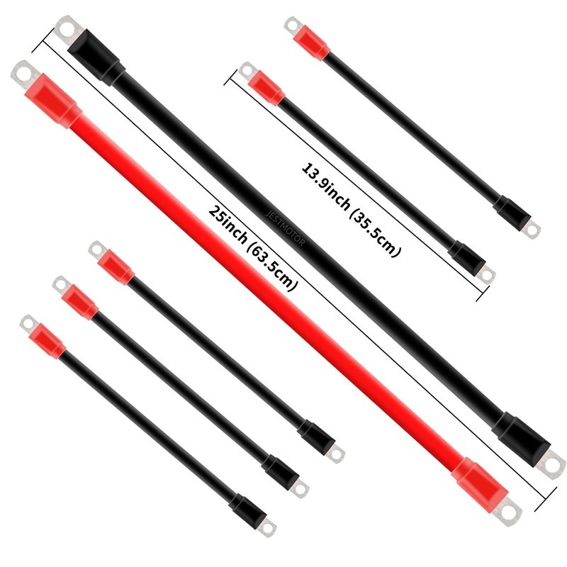 JESTMOTOR 7 Pcs Golf Cart Battery Cables Wiring Kit 4 Gauge Flexible Club Car Precedent Battery Cables for 1994-Up 2 Awg 36 Volt 48v Golf Club Car
