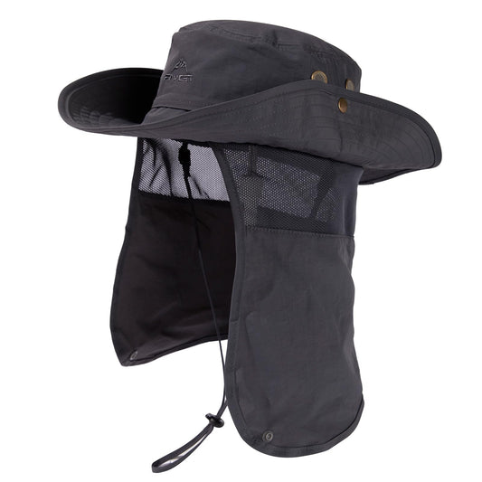 Comhats Sun Hats for Men Neck Cover Flap Protection UPF50+ Wide Brim Summer Boonie Bucket Waterproof Summer Golf Packable Travel Big Head Large X-Large L XL Dark Grey