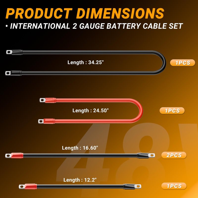 CLUBRALLY Golf Cart Battery Cables Power Wiring Kit, 2 Gauge Battery Cable for EZGO RXV Golf Carts