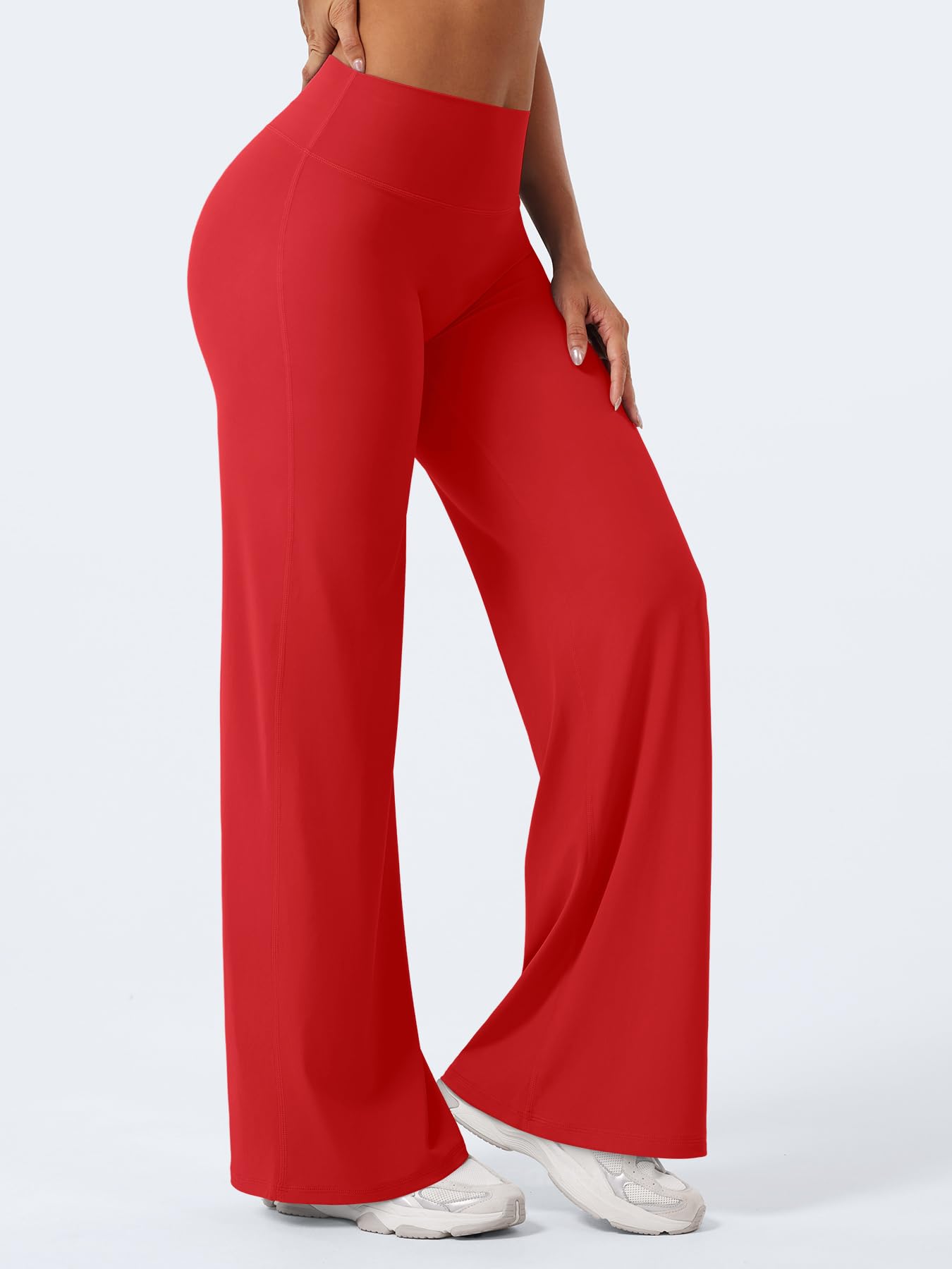 YEOREO Workout Leggings Womens No Front Seam Straight Leggings 31.5" High Waist Buttery Eddiy Gym Yoga Pants Red XXL