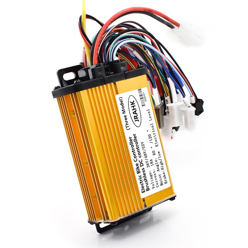 JRAHK 36V/48V/52V 400W Ebike Controller, 18A Current 3-Mode Motor Controller for Electric Bikes/Scooters - Aluminum Alloy, Golden (Brand New)