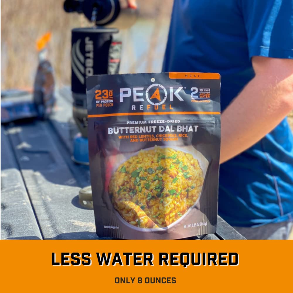 Peak Refuel Butternut Dal Bhat | Freeze Dried Backpacking and Camping Food | Amazing Taste & Quality | High Protein | Real Meat | Quick Prep (2 Serving Pouch)