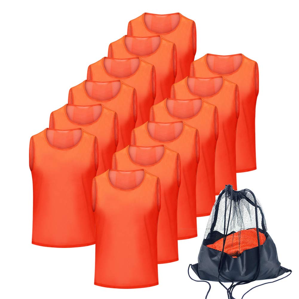 Antoyo Pinnies Soccer pinnies for Soccer Mesh Basketball Jerseys Orange-M