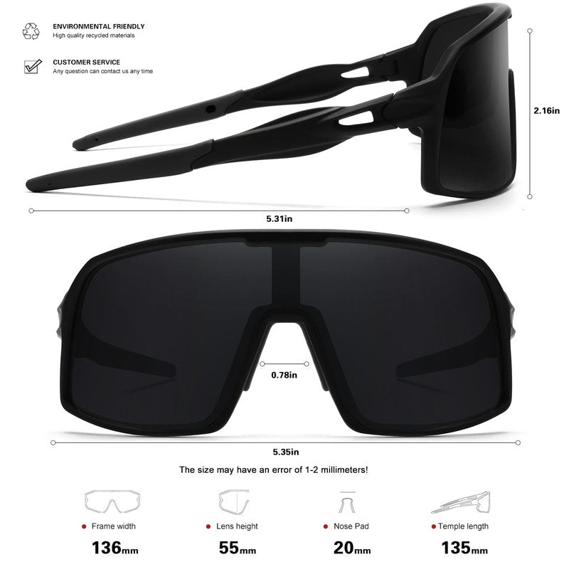 SEKKAF Polarized Sports Sunglasses for Men and Women Cycling Glasses UV Protection Goggles for Mountain Bike Running Fishing
