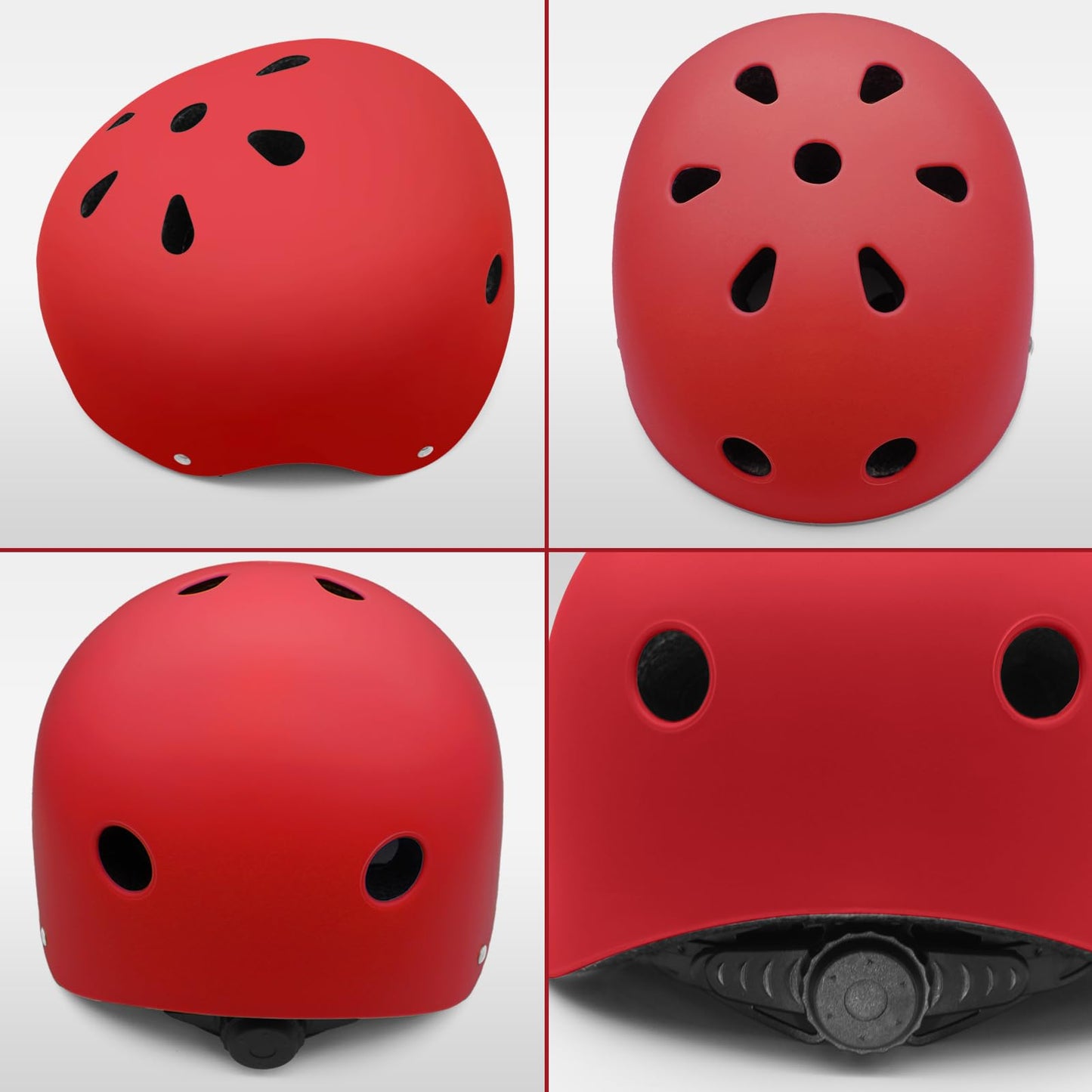 Kids Bike Helmet, Toddler Helmet for Kids Ages 3-5-8, Skateboard Helmet with Knee Elbow Wrist Pads for Boys Girls, Protective Gear Set for Skating Bicycling Roller(Red)