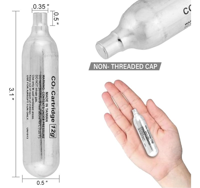 Lancer Tactical 100 Pack (100 Counts) High Grade 12 Gram CO2 Airsoft Cylinder 12g CO2 Cartridge CO2 Tank for Pellet Guns, BB Guns and Airsoft Guns