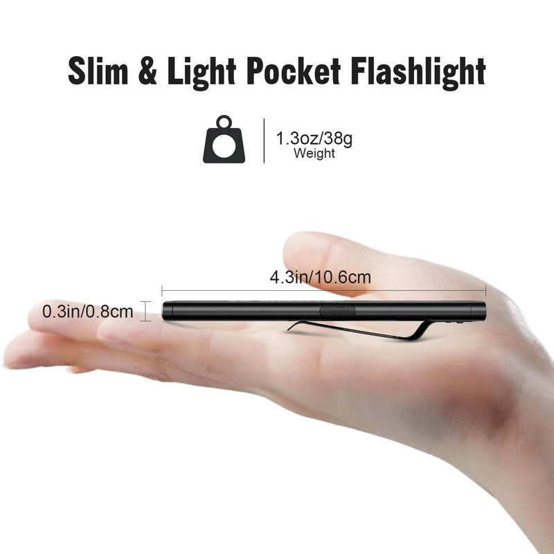 Bttfere 2 Pack Pocket Flashlight EDC Clip Light with Magnetic Base - 675 Lumen USB-C Rechargeable Slim Flat IPX4 Waterproof Dual Modes Compact LED Flashlight for Camping Travel