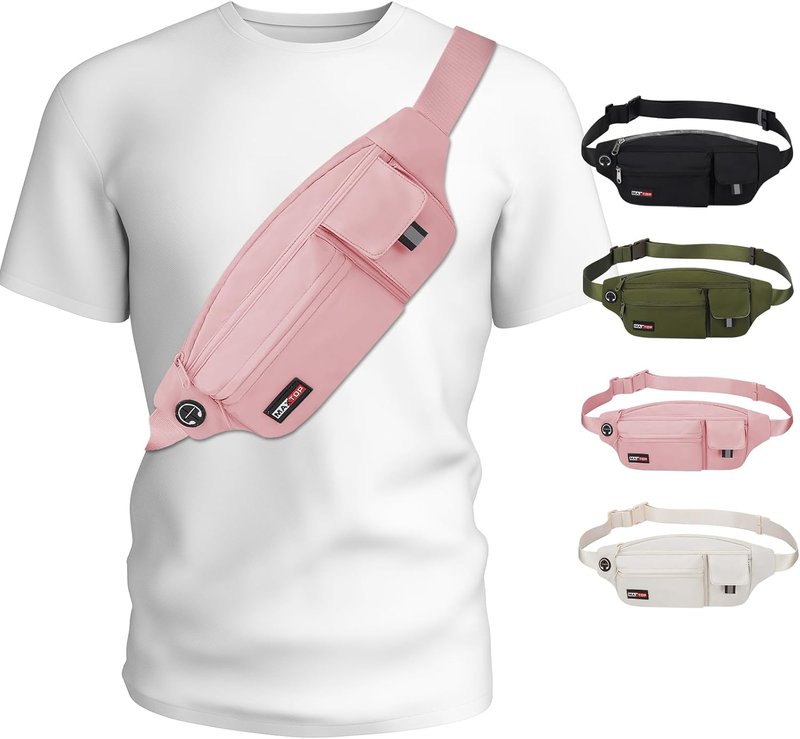 MAXTOP Fanny Packs for Women & Men - 5-Zipper Sling Bag for Jogging, Hiking & Casual Use | Fits All Phones