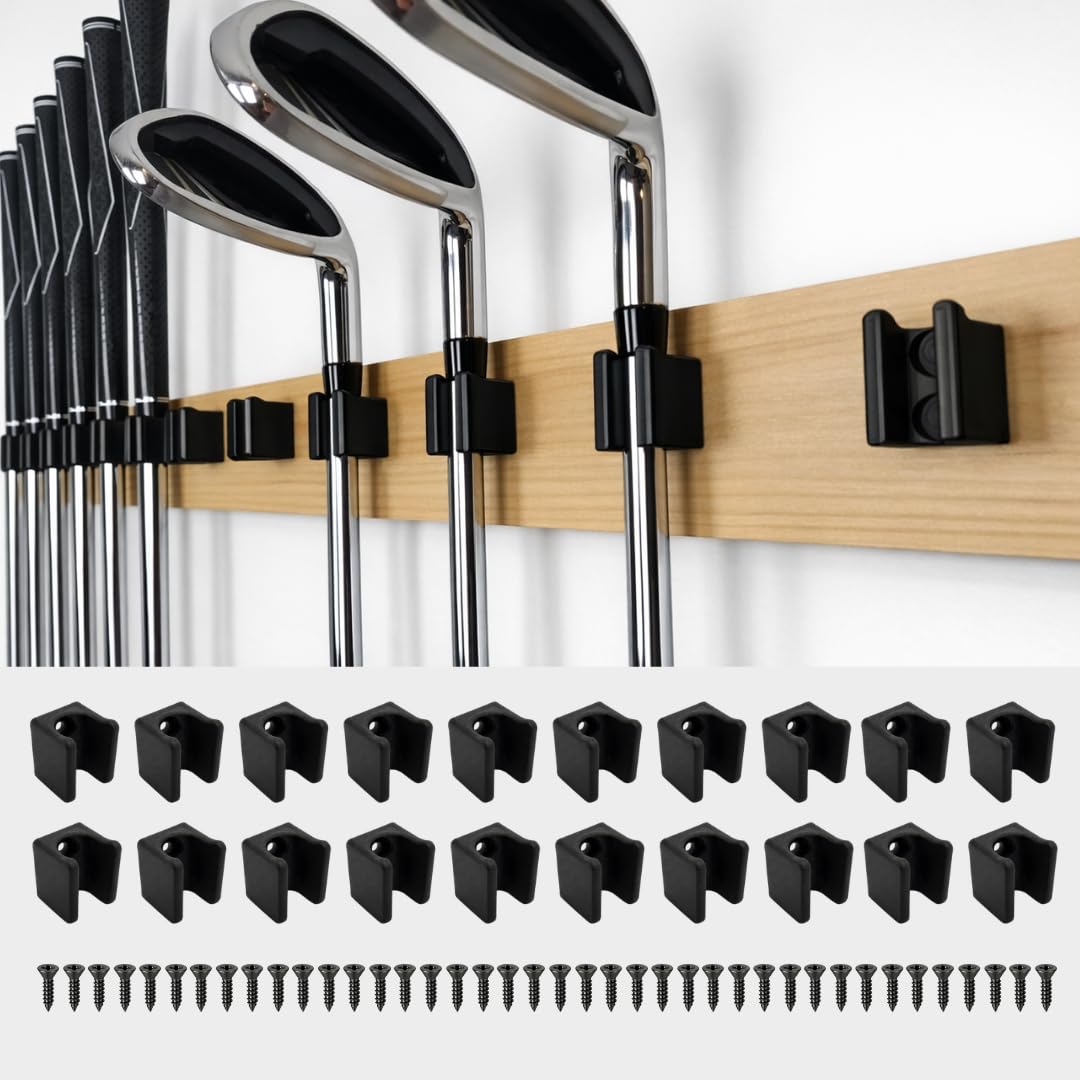 [JINTECH] Golf Club Organize Holder, Wall Display, Wall Hanger, Rack, Mount [15 Holder Set] (Head up - 10mm - 15set)