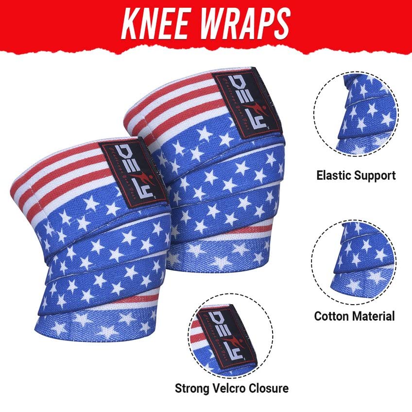 DEFY Sports' Knee Wraps for Weightlifting - Provides Knee Support for Powerlifting, Squats & Fitness Workouts - Ideal Knee Wrap for Men and Women  (1 PAIR) (White/Black)