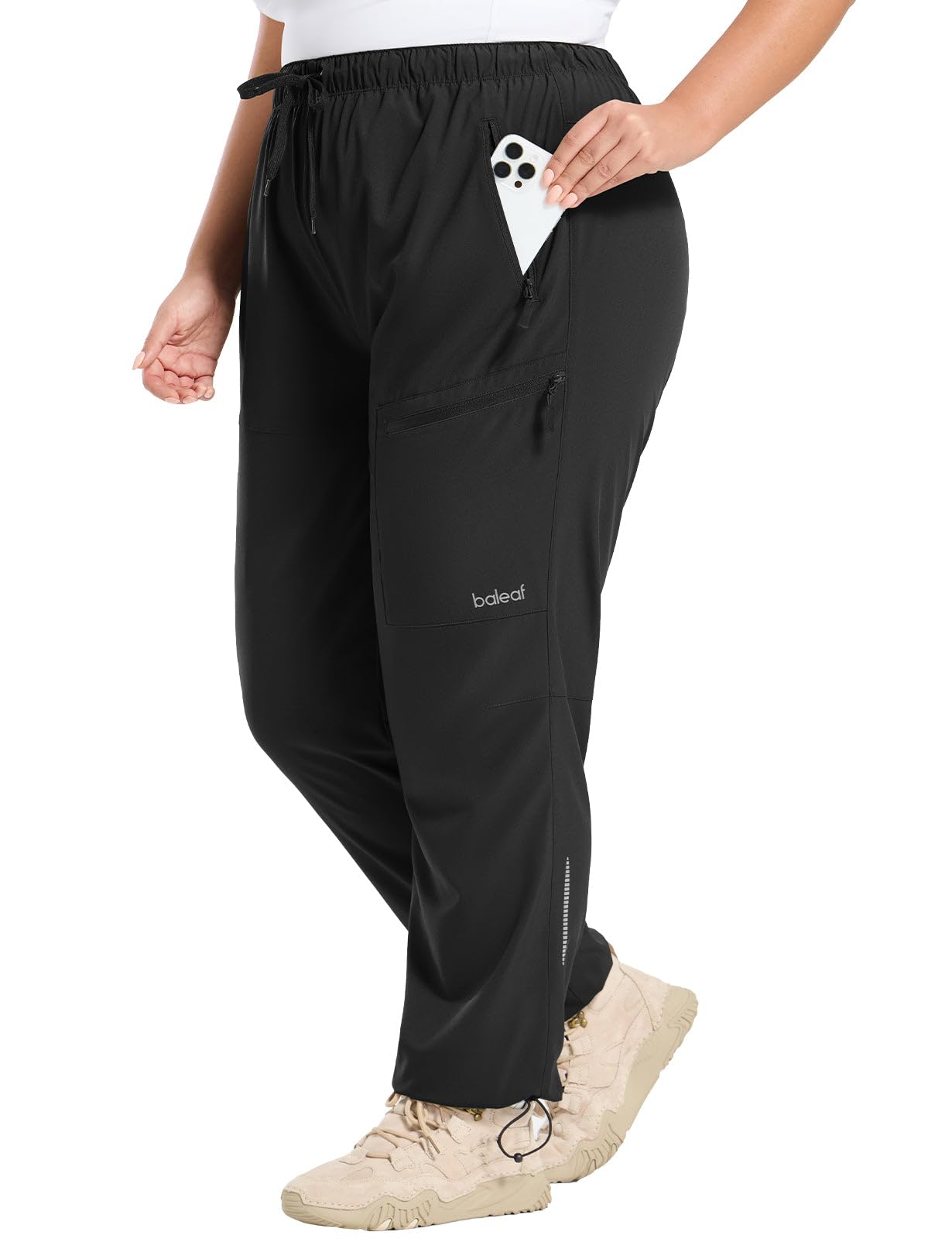 baleaf Women's Plus Size Hiking Pants Water Resistant Black XL