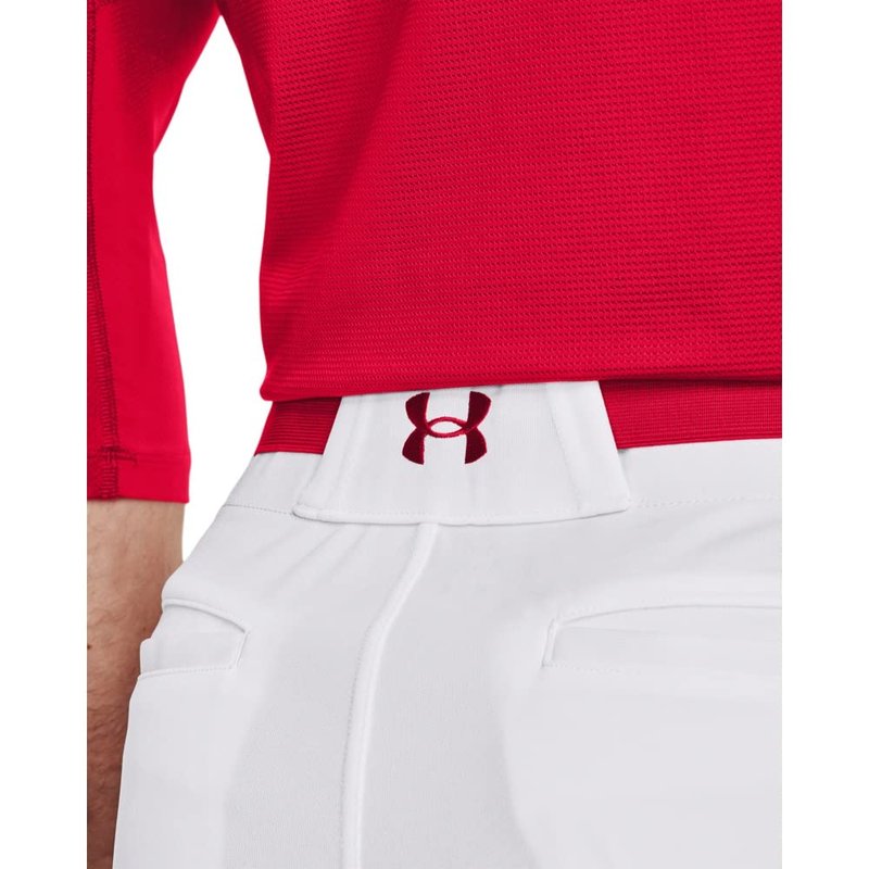 Under Armour Men's Utility Baseball Straight Leg Pant Pipe 22, (103) White/Red/Red, Large