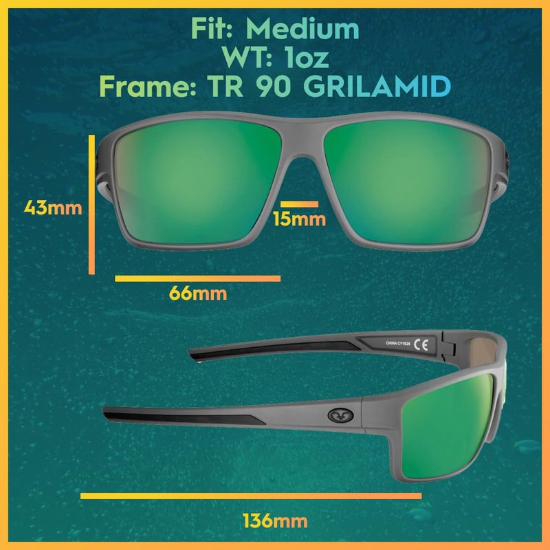 Flying Fisherman Mojarra Polarized Sunglasses with 100% UVA & UVB Protection for Fishing, Biking, Golf, Hiking, Beach, Driving