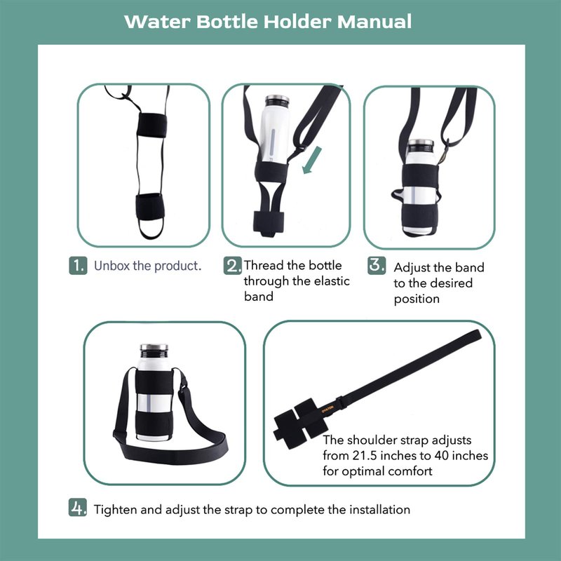 OYATON Universal Water Bottle Carrier Sling with Adjustable Shoulder Strap for Walking Short Hiking, Water Bottle Holder for 16oz - 40oz Wide Mouth Bottles (Exclude Water Bottle)