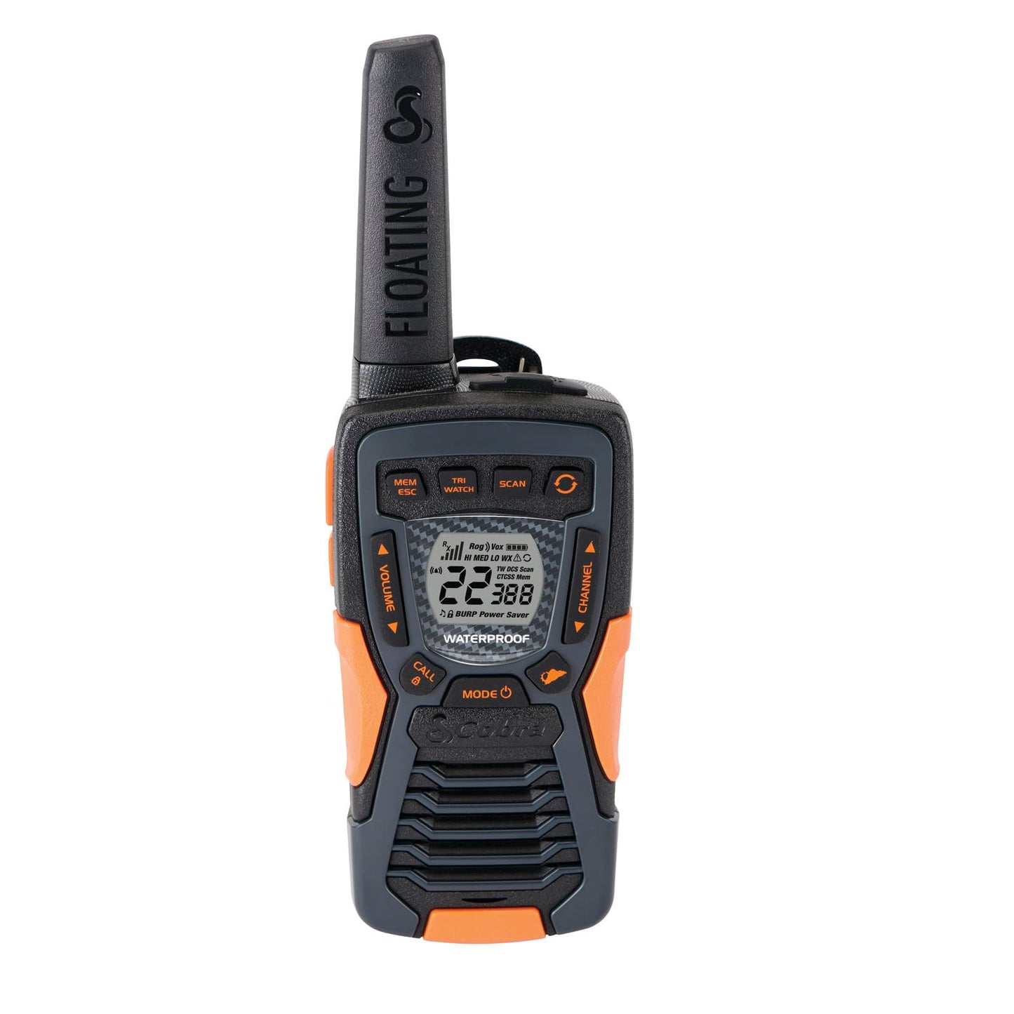 Cobra ACXT1037R FLT Floating Walkie Talkie - Waterproof, Rechargeable, Long Range up to 37-Mile Two Way Radio with NOAA Weather Alert & VOX, (1 Pack)