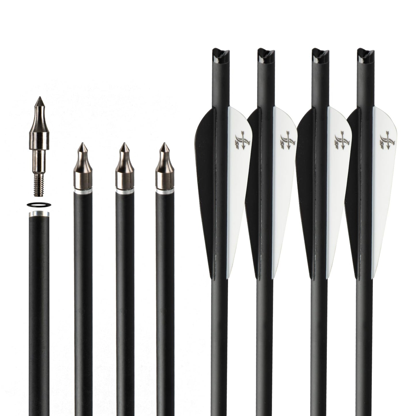 S F Crossbow Bolts Crossbow Arrows Carbon Archery for Hunting and Target Practice(Black 12-Pack)
