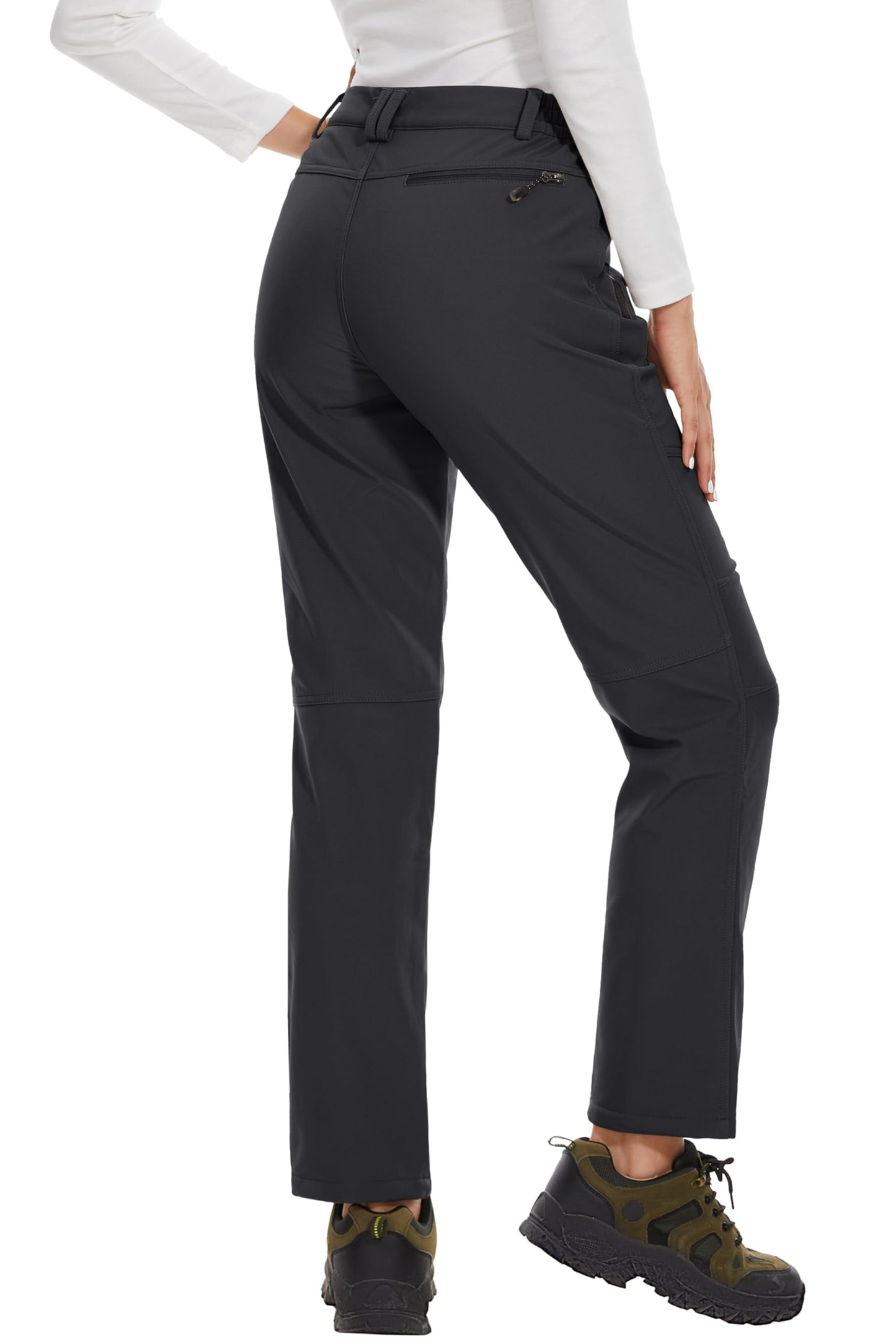 MAGCOMSEN Women's Fleece Lined Waterproof Insulated Winter Pants Outdoor Snow Ski Pants Warm Hiking Softshell Black M