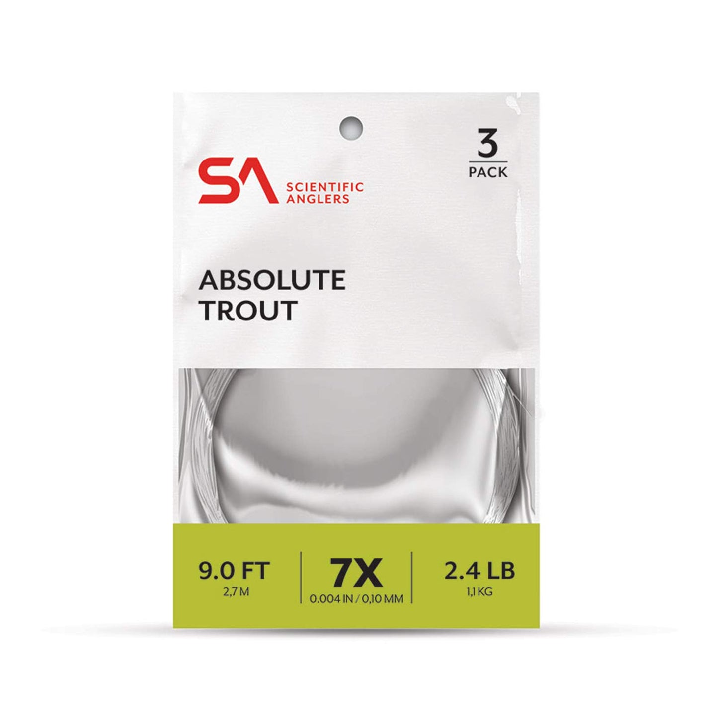 Scientific Anglers Absolute Trout Leaders Fly Line, Copolymer Blends, Supple for Drag Free Drifts, Trout Fishing Leader Set, Clear - (9ft - 4X)
