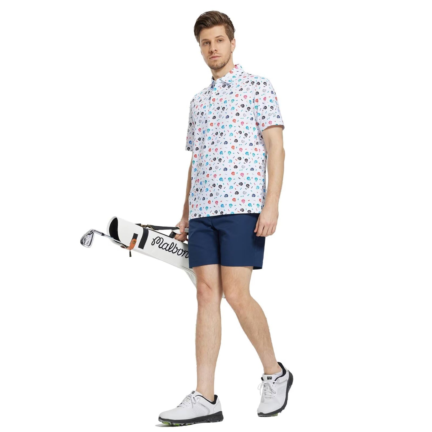 M MAELREG Golf Shirts for Men Dry Fit Print Patterns Performance Moisture Wicking Mens Polo Shirts Short Sleeve