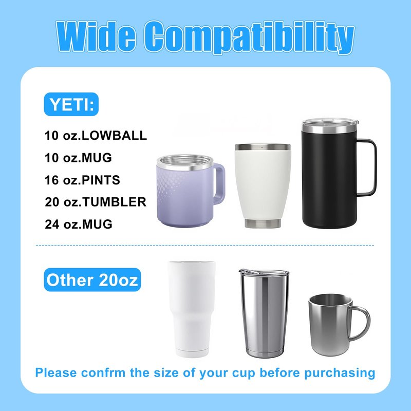 20 oz Tumbler Lid for Yeti, 4 Pcs Magnetic Replacement Lids for Yeti Rambler 20 oz Tumbler, 10/24 oz Mug and 10 oz Lowball, Travel Spill Proof Cup Lids Covers with Magnetic Slider Switch, BPA Free