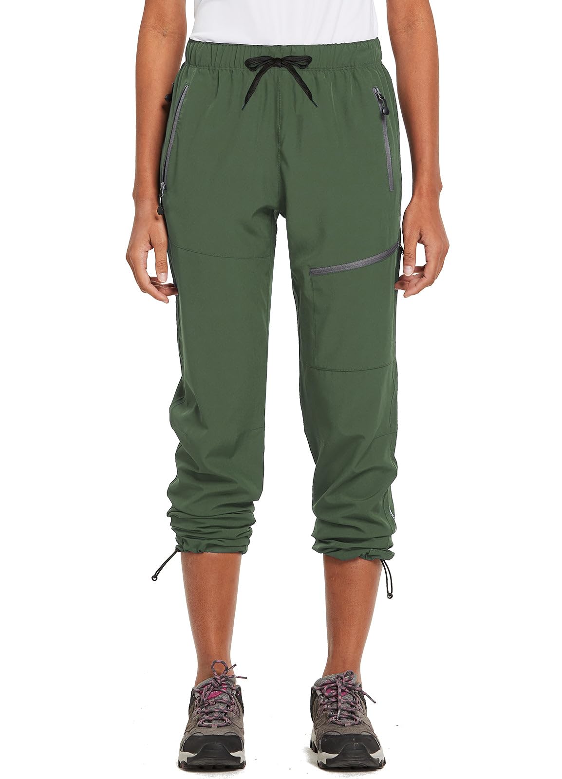 baleaf Travel Pants Women Hiking Long Tall Lightweight Quick Dry Water Resistant Cargo Pants 31'' Trip 31''-Army Green XS
