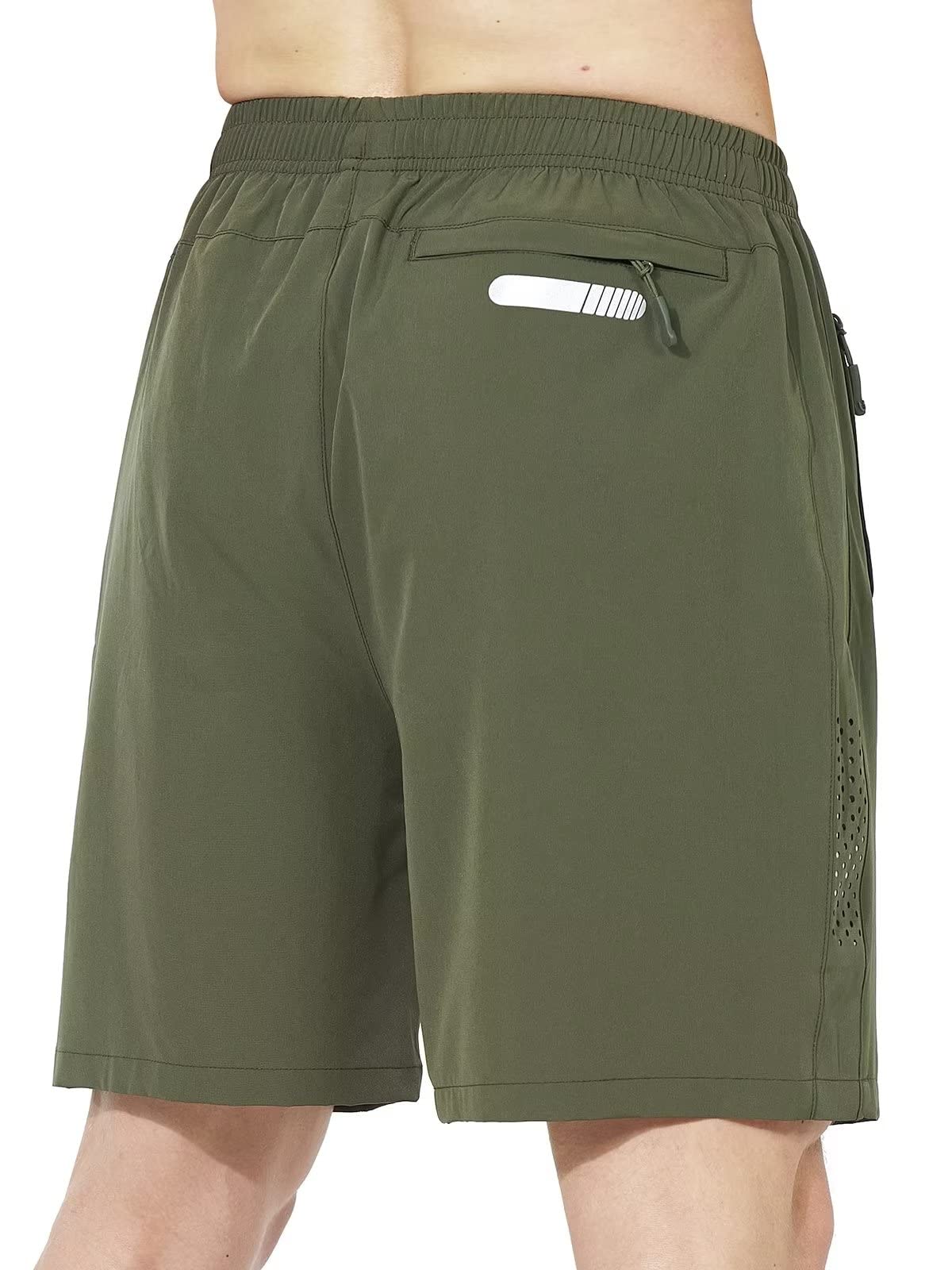 NORTHYARD Men's Athletic Running Shorts Gym Workout 7"/9"/5" Quick Dry Lightweight Sports Basketball Tennis 3 Zipper Pockets ArmyGreen M