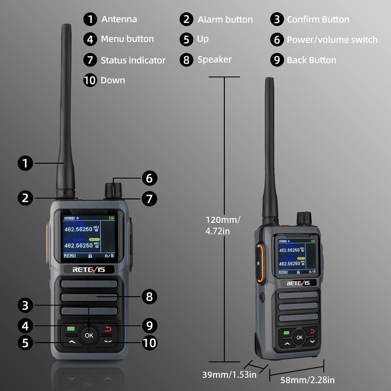 Retevis RB17P GMRS Radio Walkie Talkie, GMRS 2 Way Radio Long Range Walkie Talkies Rechargeable with 2200mAh Battery, SOS Siren, NOAA Scanning & Receiving for Hikers, Campers and Hunters