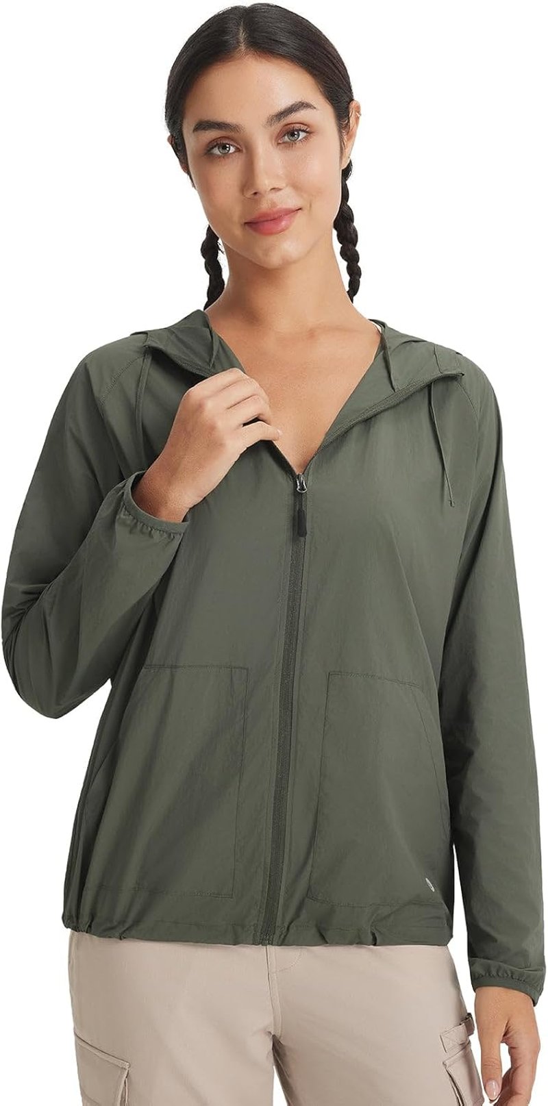 Baleaf Women's Lightweight Sun Jacket - UPF 50+ Long Sleeve Hiking Hoodie | 2 Pockets, Mosquito Protection