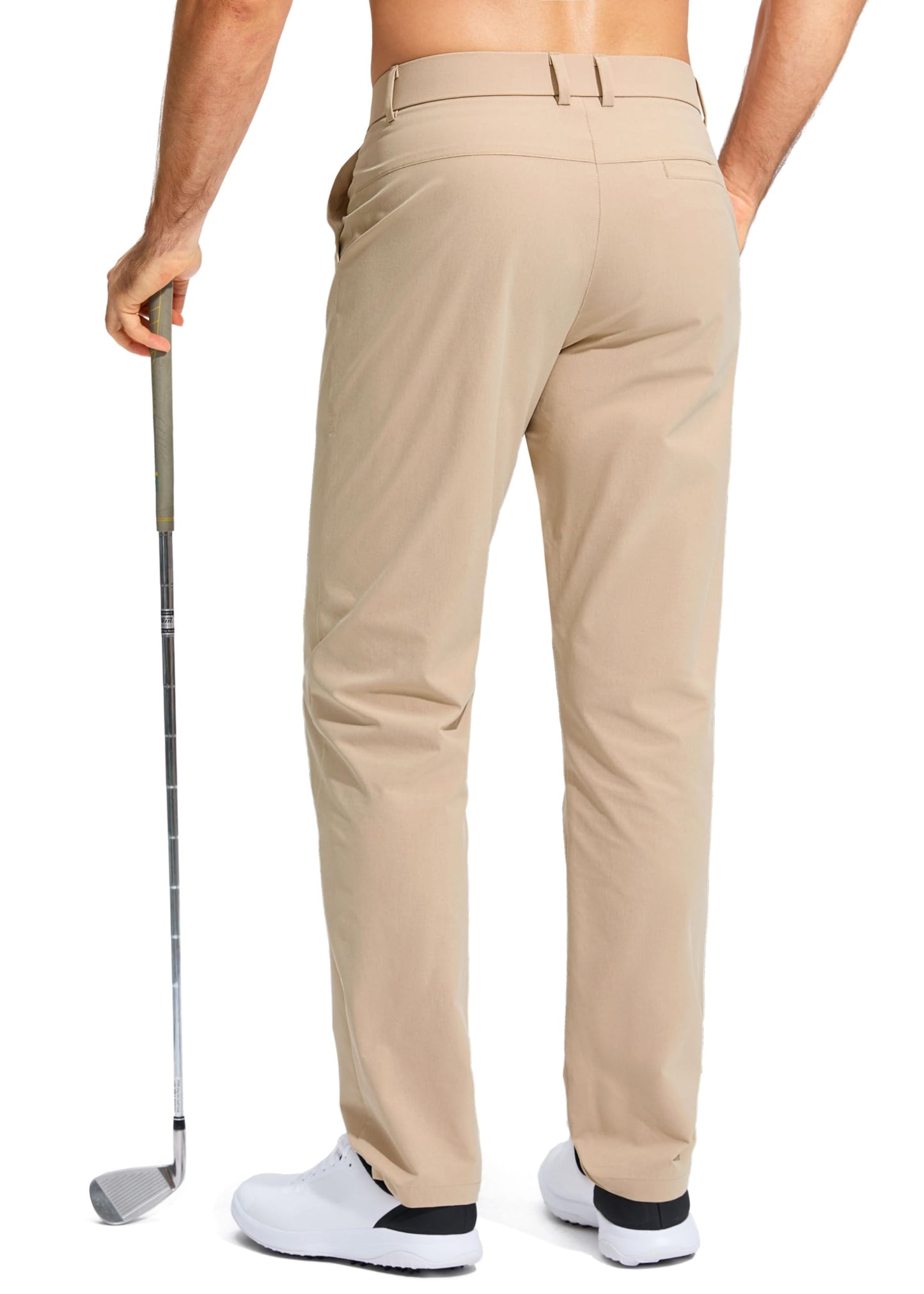 Pudolla Golf Pants for Men Stretch Dress Pants Mens Work Pants 32 Lightweight Quick Dry Casual Slacks Trousers with Pockets(Khaki 32Wx32L)