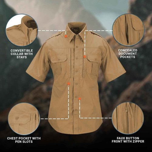 Propper Men's Short Sleeve Ripstop Tactical Shirt, Coyote, Medium