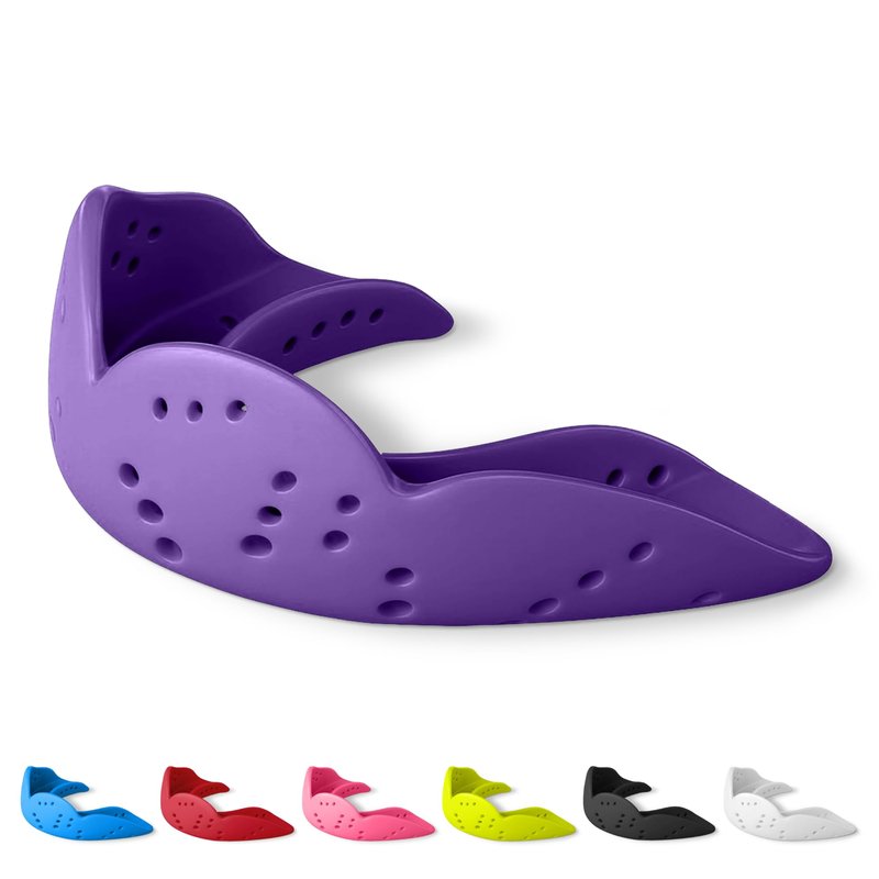SISU Aero Medium Mouthguard, Purple Punch - 30% Stronger Protection for Lacrosse, Football, Hockey, Roller Derby, Team Sports - Remoldable Up to 20 Times - Ultra Slim - Works for Braces - Non Toxic