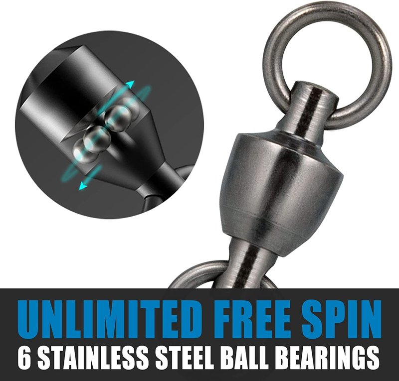 Ball Bearing Fishing Swivels - 50 Pack Heavy-Duty Stainless Steel | Saltwater & Freshwater #7