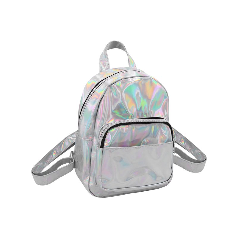 MOSSTYUS Small Holographic Rainbow Shoulder Bag Metallic Satchel Shiny Travel Daypack for Women Men Lady