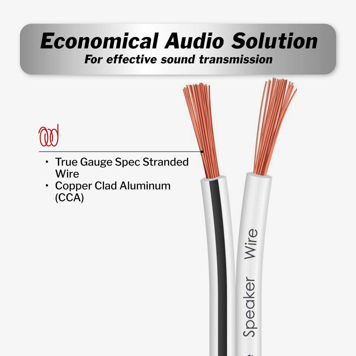 InstallGear Speaker Cable - 14 Gauge AWG (100ft - White) - White Speakers Wire Cable - Speaker Wire for Outdoor, Automotive, and Marine