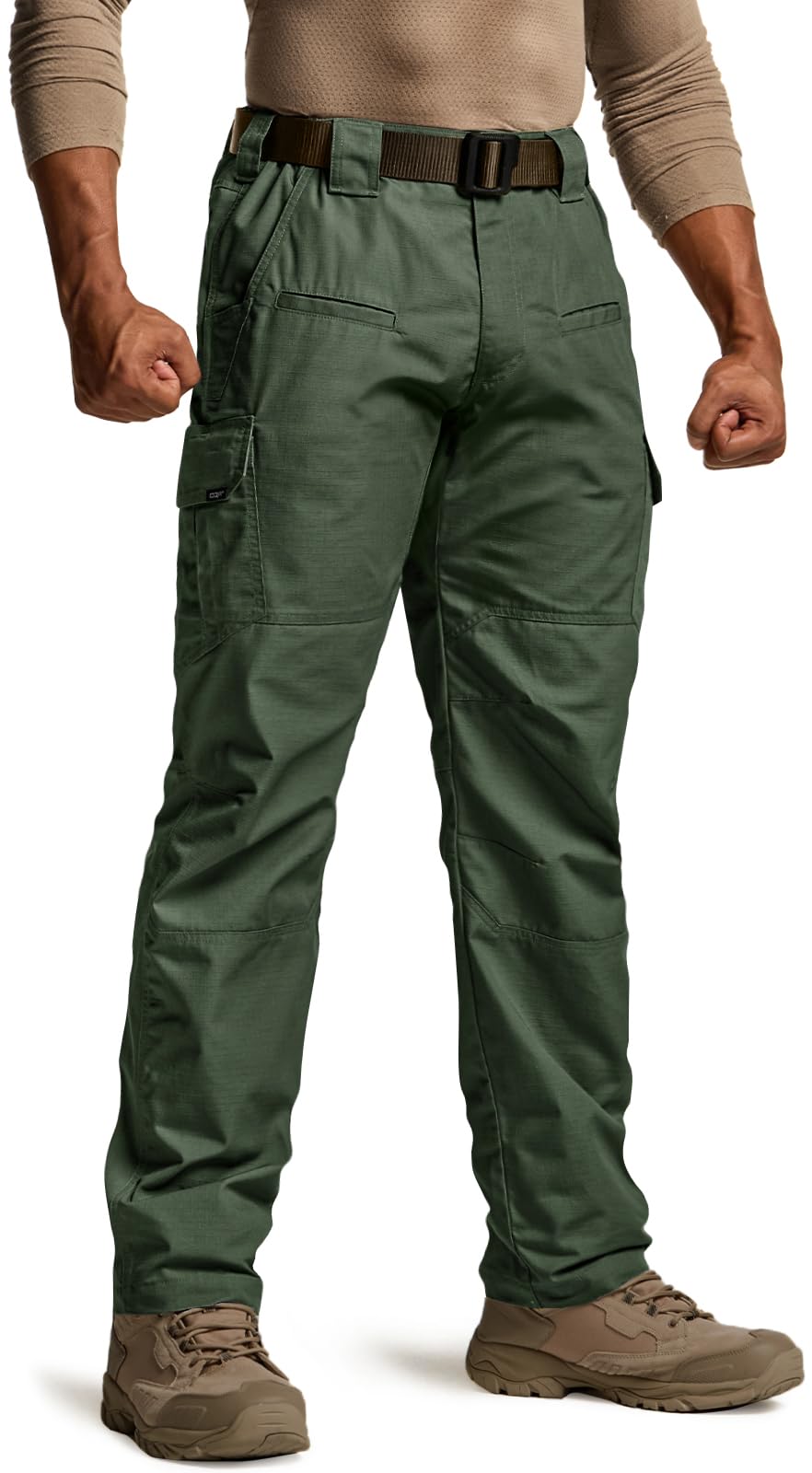 CQR Men's Tactical Pants, Water Resistant Ripstop Cargo Pants, Lightweight EDC Work Hiking Pants, Outdoor Apparel, Raider Green Kelp, 42W x 30L