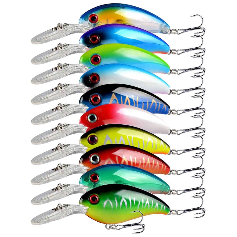 LINGYUE Bass Fishing Lures Kit Set Topwater Hard Baits Minnow Crankbait Pencil VIB Swimbait for Bass Pike Fit Saltwater and Freshwater (50pcs Gary)
